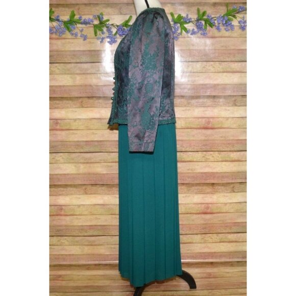Vintage Nah Nah Collection Green Jacket & Maxi Dress Size M Jacquard Embroidered - Picture 7 of 14